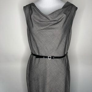 Anne Klein Stretch Gray Sleeveless Dress w Belt 10